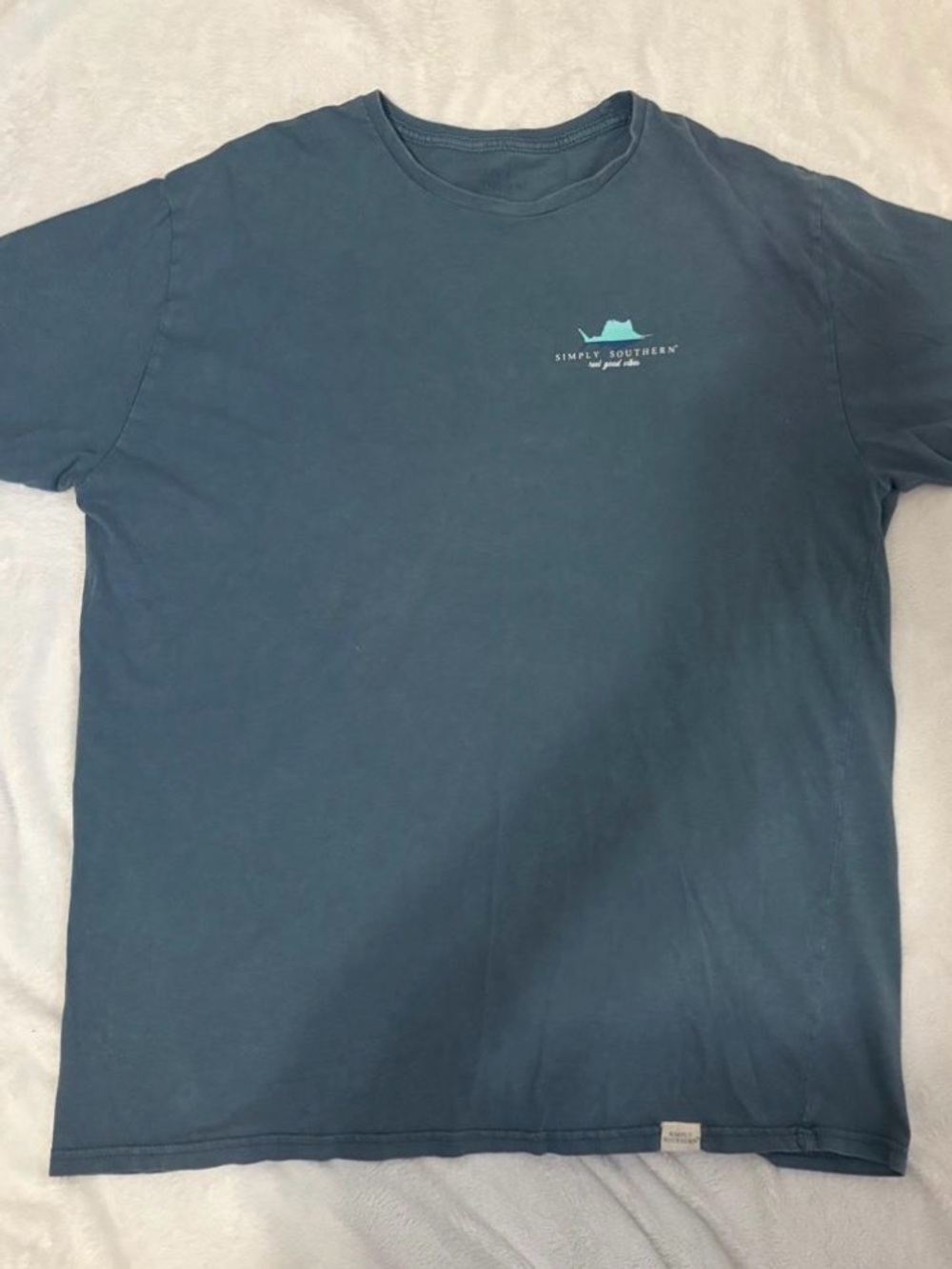 Simply Southern Short Sleeve Tee - Slate Blue with Teal Logo